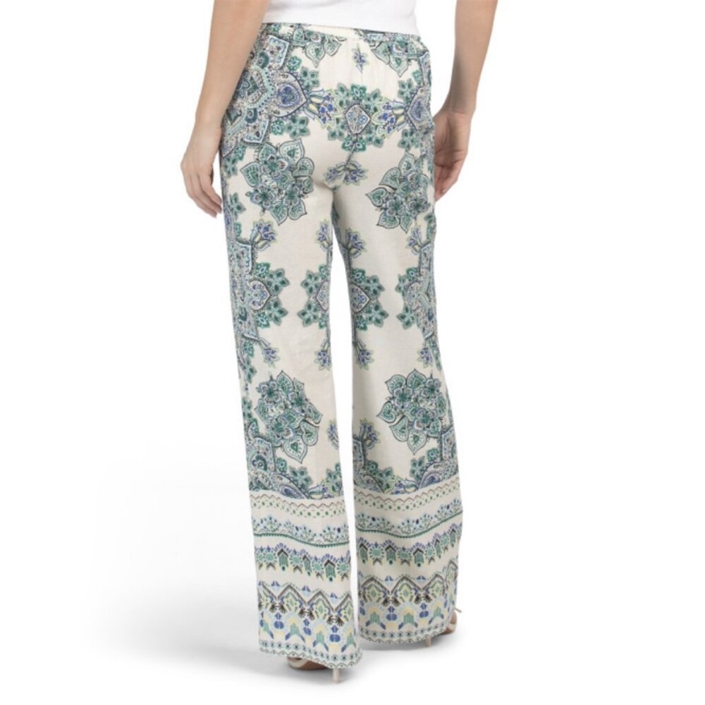 NEW RACHEL ZOE Linen Blend Paisley Printed Bootcut pull on trouser Pants - Picture 3 of 13